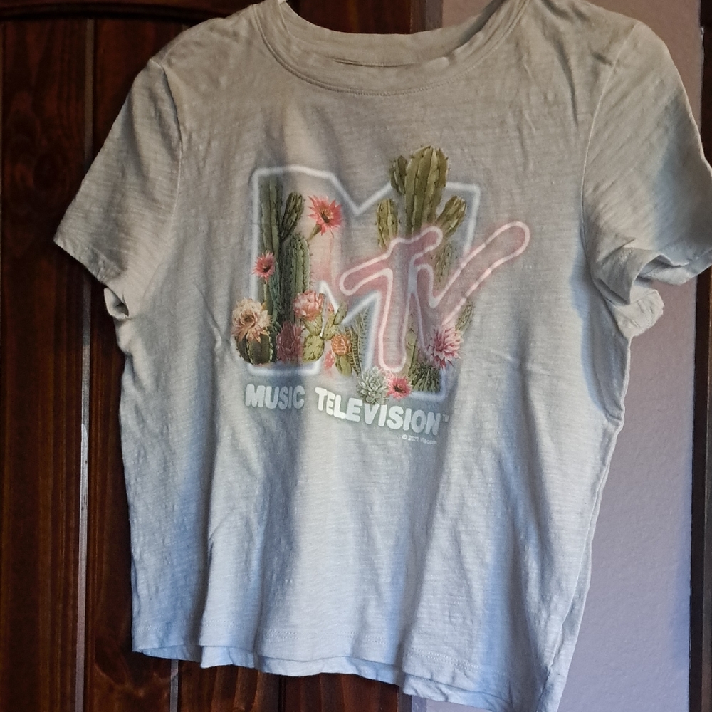 Gap Short Sleeve Cropped Tee T-shirt with Cactus Graphic Logo Small